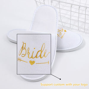 Usa e getta Spa Hotel Party White Velvet Lady LOGO personalizzato ospiti di nozze damigelle d'onore da <span class=keywords><strong>sposa</strong></span> pantofole da donna per la <span class=keywords><strong>sposa</strong></span> - Product Image 5