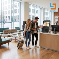 Kiosque d'auto-enregistrement LIEN pour hôtel, distributeur automatique de cartes-clés avec scanner de passeport et terminal de paiement pour les petits hôtels
