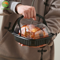 Contenants en plastique jetables ovales de qualité alimentaire pour poulet rôti, boîtes d'emballage à emporter (usage extérieur)