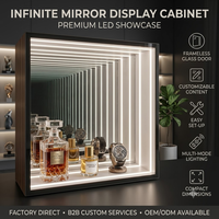 Vitrine d'exposition intelligente Art Déco personnalisée avec miroir infini, éclairage LED RGBW, cadre en acrylique écologique pour bijouterie et exposition