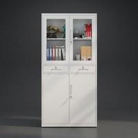 Armoire de classement en acier avec portes vitrées et tiroirs, armoire de rangement de bureau multifonctionnelle en métal, prix de gros pour les Philippines