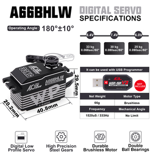 AGFRC 8.4V 33KG Moteur Brushless à Couple Élevé 0.068s avec Engrenages en Acier, Étanche IP67, Numérique et Programmable, à Profil Bas pour Voitures RC, Robots et Bateaux - Product Image 1