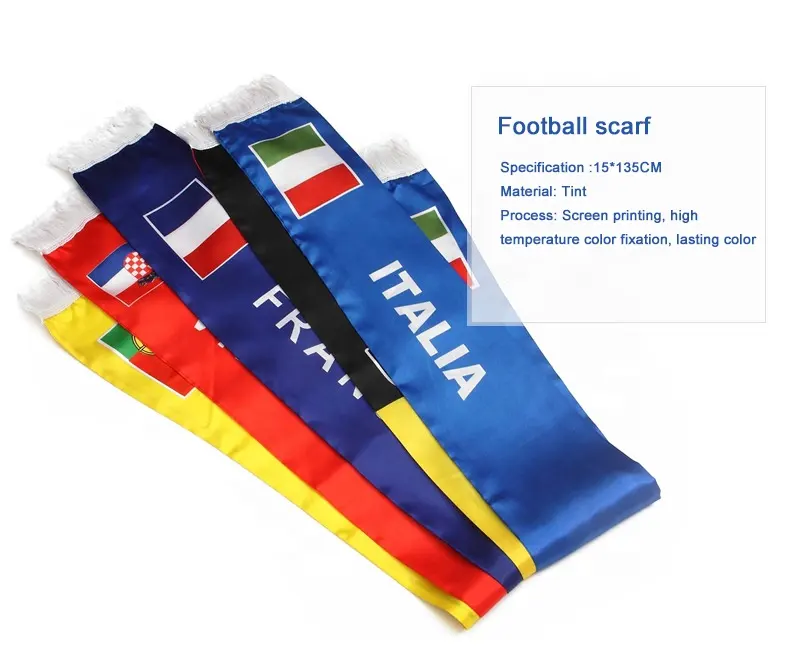 Sciarpa da squadra di calcio con Design personalizzato sciarpa da tifoso di calcio a buon mercato di alta qualità ricamata