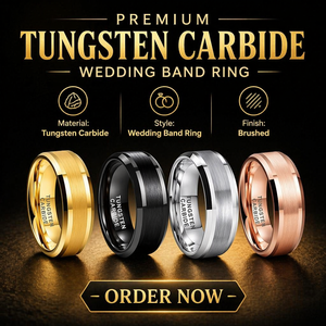Vente directe d'usine, bagues en tungstène, bagues de mariage en or et argent pour hommes, bague de fiançailles, bijoux pour femmes et hommes - Product Image 1