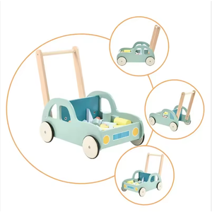Poussette multifonctionnelle en <span class=keywords><strong>bois</strong></span> massif pour tout-petits, trotteur pour bébé avec blocs de construction éducatifs - Product Image 4