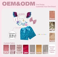 Ensemble haut et short à manches bouffantes à paillettes sirène pour bébé fille, imprimé décontracté personnalisé Yiwuyiyuan, 1er anniversaire, 0-2T