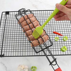 <span class=keywords><strong>Pince</strong></span> à <span class=keywords><strong>barbecue</strong></span> d'extérieur en acier inoxydable avec long manche métallique, antiadhésive, pour hot-dogs, jambon et saucisses, avec grille pliable - Product Image 4