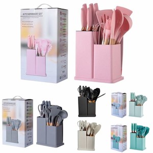 ชุดเครื่องครัวกันติด19ชิ้นอุปกรณ์ครัวเครื่องครัวเครื่องครัวด้ามไม้พาย - Product Image 1