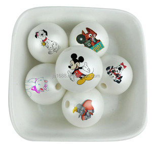 Cuentas gruesas redondas con estampado de <span class=keywords><strong>princesa</strong></span> personalizado, cuentas acrílicas DIY de 20mm para hacer joyas, cuentas de goma de mascar para hacer bolígrafos - Product Image 2