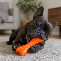 Jouet à mâcher pour chien en caoutchouc en forme d'os de fromage, interactif, durable, pour le nettoyage dentaire, disponible en 2 tailles