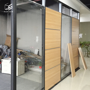 Muebles de oficina comercial Divisor de partición alto transparente moderno Buena calidad Empresa Marco de aluminio Pared de partición de madera de vidrio - Product Image 1
