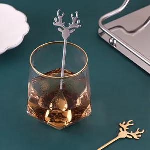 Cuchara con Forma de Alce Navideño, Cuchara Dorada para Té, Cuchara para Revolver de Acero Inoxidable 304 de Grado Alimenticio, Cuchara para Café con Diseño de Ciervo de David - Product Image 4