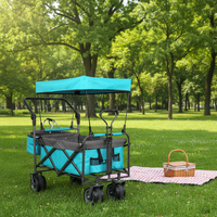 Chariot pliant poussoir-tireur avec auvent pour enfants, camping et usage extérieur