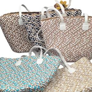 Conjunto de Bolso Tote y Sombrero de Paja Tejido de Color Personalizado HKZB, Gran Capacidad, Formal, Versátil, para Viajes al Aire Libre y Playa - Product Image 5