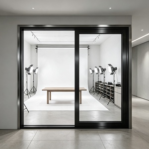 Porte coulissante en verre insonorisée en aluminium de style moderne, cloison commerciale personnalisée avec double vitrage trempé - Product Image 2