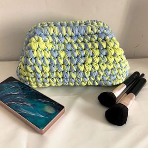 Hot Sale Women's Crocheted Clutch Bag Handmade Knitted Day Makeup Bag with Pearl Decoration Open Closure Type - Product Image 1