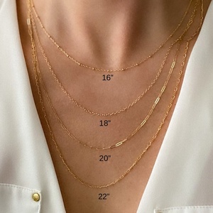 Psj dainty כבל לווין נייר זהב לבן שרשרת זהב מצופה כסף סטרלינג שרשראות תכשיטים אופנתיות לנשים - Product Image 2