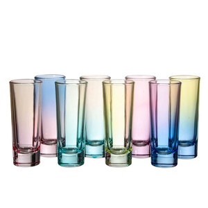 Custom Barware Small Long Thick Bottom Colored Mini Tumbler Shot <strong>Glass</strong> <strong>Liquor</strong> 2 oz Shot <strong>Glasses</strong> With logo for Tourist Souvenir - Product Image 1