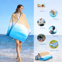 Serviette de plage turque en microfibre sans sable, écologique, 80x160cm, entièrement imprimée par sublimation, en suède, séchage rapide, faible MOQ, personnalisable OEM