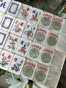 Juego de Mahjong Americano con Temática Judía Moderna, Fichas Acrílicas Transparentes con Aspecto de Concha de Perla, con Estuche de Transporte, en Stock - Product Image 4