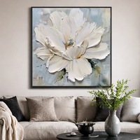 Art mural en plâtre moderne personnalisé, fleurs en 3D peintes à la main, toile écologique, art mural abstrait, peinture florale d'artiste