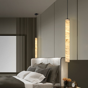 Lámpara colgante de mármol, cilindro largo, LED, para dormitorio, sala de estar, comedor - Product Image 4