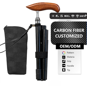 Gậy chống gấp gọn bằng sợi carbon có thể tùy chỉnh, bốn chân, mười mức độ điều chỉnh chiều cao, chống trơn trượt, dành cho người già, chịu tải 200LBS - Product Image 1