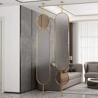 Paravent moderne de luxe en acier inoxydable et verre givré avec base rotative