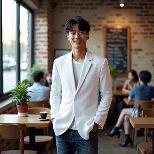 Giacca da <span class=keywords><strong>Uomo</strong></span> Stile Coreano Casual Elegante Monopetto <span class=keywords><strong>Slim</strong></span> Fit Multicolore Brillante e Fresco per Lavoro Quotidiano Vendita all'Ingrosso - Product Image 3