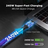 Kabel USB4 VCOM Sudut Kanan Tipe C ke C 5A 240W Pengisian Cepat 40Gbps Sinkronisasi Data Thunderbolt3 Kabel Video USB 8K