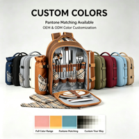 Mochila de Picnic Walker para 4 Personas con Compartimento Refrigerador, Bolsa para Vino, Manta de Picnic (45"x53") de Poliéster, 5 Libras, Regalo para Familiares y Amantes, Bolsa OEM
