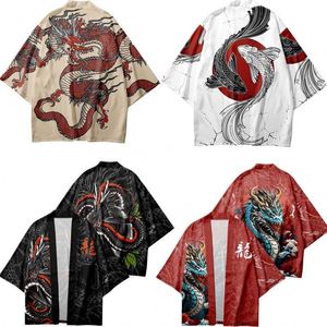 Kimono Japonés Personalizado con Dibujos Animados de Dragón, Haori Japonés, Capa de Anime - Product Image 1
