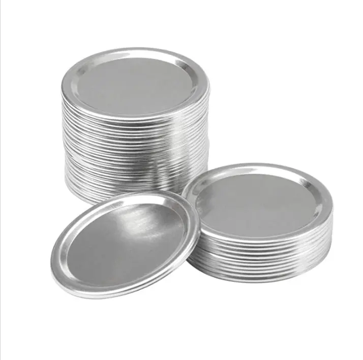 Wide Mouth Mason Jar Canning Lids and Rings Split-Type Leak Proof Metal Silver Caning Jar Caps metal material