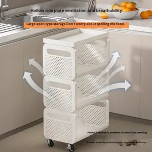 मल्टी-फंक्शन रोलिंग कार्ट 3 4 5 टियर नॉन-टूल असेंबली स्टोरेज ट्रॉली स्टोरेज कार्ट्स रसोई द्वीप कार्ट्स सब्जी रैक - Product Image 4