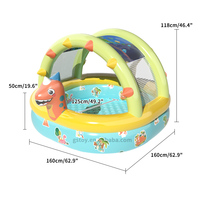 Dinosaure Gonflé Ombre Kiddie Piscine Blow up Piscine Enfants Piscine Gonflable avec Auvent pour Fête Jouets Été Eau Plage Fun
