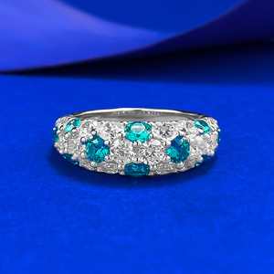Bague demi-cercle en argent sterling 925 <span class=keywords><strong>vert</strong></span> elfe avec sertissage pavé de diamants pour femme - Product Image 1