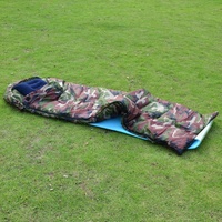 Sac de couchage d'extérieur chaud camouflage de type enveloppe, garnissage en coton creux, tissu en polyester et soie pour adulte, randonnée printemps/été