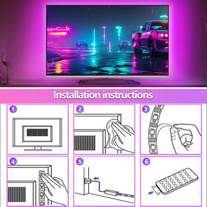 Nouvelle bande lumineuse <span class=keywords><strong>LED</strong></span> pour fond de télévision WS2812B IP20, contrôle par application, RGB, intelligente, à intensité variable, lumière d'<span class=keywords><strong>ambiance</strong></span> pour jeux et musique - Product Image 2