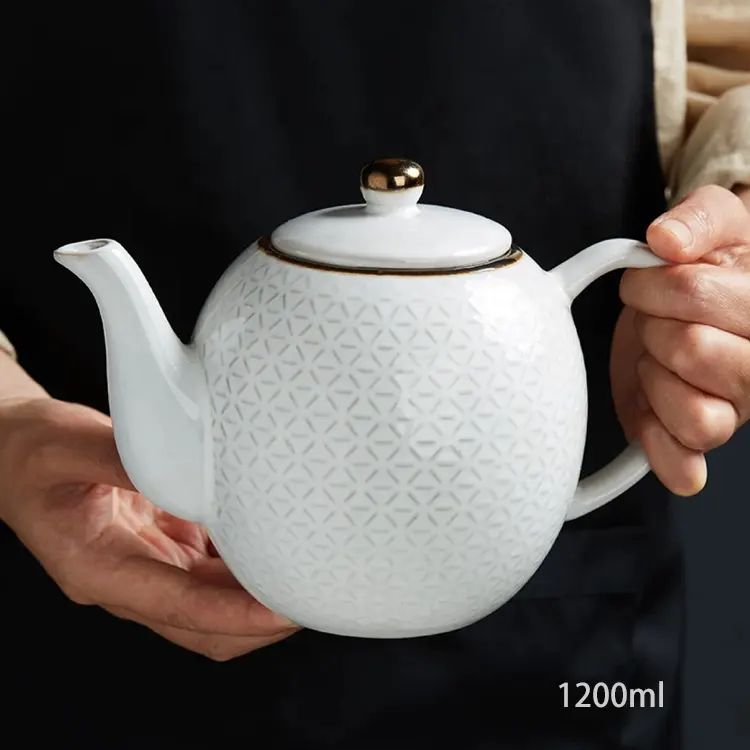 El yapımı porselen çaydanlık kapaklı ve filtre gevşek çay için deneyim 1200ml/40 OZ