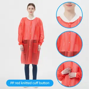 Yeni laboratuvar önlüğü tek kullanımlık olmayan dokuma sarı tek kullanımlık izolasyon elbiseleri okul laboratuvarı ceket