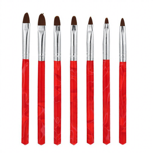 Lot de 7 pinceaux à ongles en nylon à manche ondulé, avec virole sertie, pour gel UV et peinture acrylique - Product Image 1