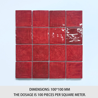 Carreaux rétro faits à la main en dégradé rouge vin pour salle de bain, comptoir de bar et revêtement mural de pilier.