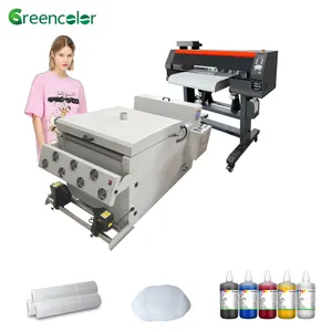 Hoge Snelheid 60Cm 24 Inch Dual Printheads I3200 4720 Direct Naar Film Printer T-Shirt Drukmachine Met Poeder Schudden