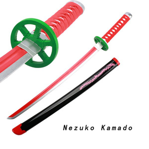 Spada in Legno Demon Slayer COS <span class=keywords><strong>Anime</strong></span> 75cm/29.53in, Lama in Bambù di <span class=keywords><strong>Tanjiro</strong></span> Kamado e Zenitsu Agatsuma con Fodero in ABS - Product Image 2