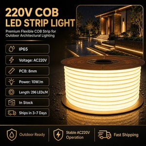 ไฟแถบ <span class=keywords><strong>LED</strong></span> COB <span class=keywords><strong>220V</strong></span> สำหรับใช้งานกลางแจ้ง ม้วน 100 เมตร ขนาด 8 มม. Ip65 10 วัตต์ต่อเมตร แรงดันสูง ตัดได้ ยืดหยุ่น แถบ COB 3000K 4000K 6000K - Product Image 2