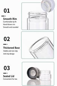 Wholesale Double Wall Borosilicate Glass Tea Infuser Cup Tea Mug With Handle For Office Home - Product Image 3