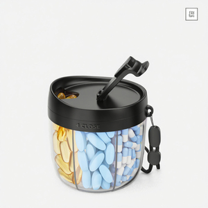 Distributeur de pilules portable 7 jours 6,5 oz, noir et rose, en plastique de luxe, avec boîte d'emballage, modèle 3695 Zhejiang - Product Image 3