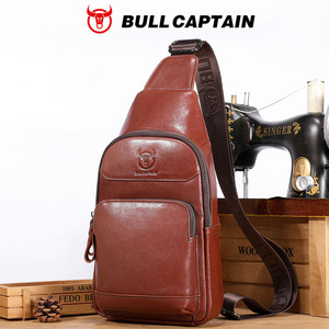 BULLCAPTAIN Bolso Bandolera de Cuero Genuino de Piel de Vacuno de Grano Completo para Hombre, Estilo Vintage, Venta al por Mayor, Logotipo Personalizado - Product Image 1