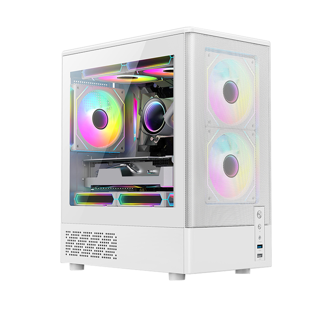 Cold Rolled Steel Micro ATX Case 285mm GPU 2 Bottom Fans Tempered Glass Side Panel 8 Fan Slots