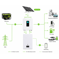 Batterie de stockage d'énergie domestique murale 51,2 V 100 Ah 200 Ah 300 Ah LiFePO4 pour onduleur hybride